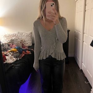 Grey Long Sleeve Top